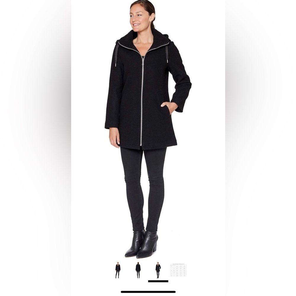 Vince Camuto Women's Wool Blend Car Coat with Lined Hood. Size Xs